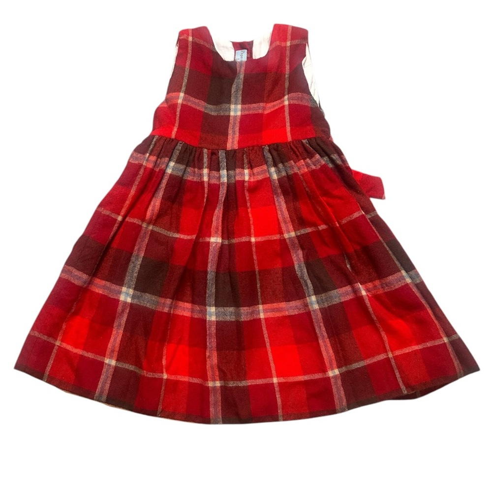 Papo d’ Anjo Red Blue  Flannel Plaid Cotton Dress Size 5